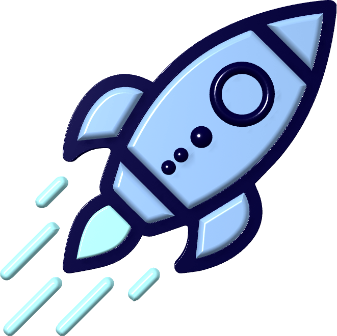 Blaues Icon einer Rakete