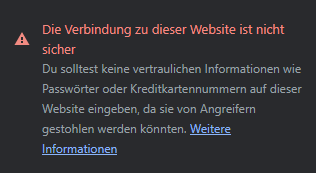 Warnung: wenn eine Website kein SSL Zertifikat hat